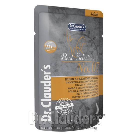 Снимка на Dr.Clauder's Best Selection  Adult Chicken&Pheasant With Apricot- храна за възрастни котки с пиле,фазан и кайсия, 4 броя х 85 гр.