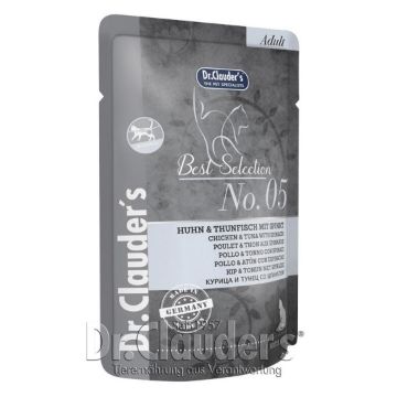 Показвай детайлите за Dr. Clauder's Best Selection Adult Chicken&Tuna With Spinach-Храна за възрастни котки с пиле, риба тон и спанак, 85 гр. Снимка на Dr. Clauder's Best Selection Adult Chicken&Tuna With Spinach-Храна за възрастни котки с пиле, риба тон и спанак, 85 гр.