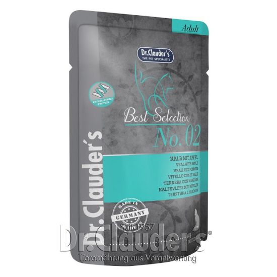 Снимка на Dr.Clauder's Best Selection Adult Veal With Аpple-храна за възрастни котки с телешко и ябълка, 4 броя х 85 гр.