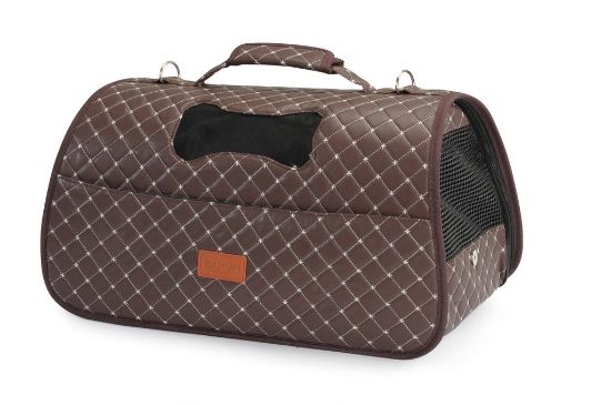 Снимка на Camon Quilted Brown – Луксозна капитонирана чанта за домашни любимци, 50x27x27 см