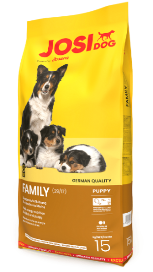 Снимка на Josera JosiDog Family - Висококачествена храна за подрастващи кучета до 8-ми месец, бременни и кърмещи кучета, с пилешко месо, 15 кг.
