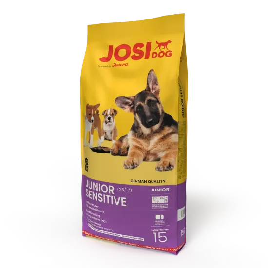 Снимка на Josera JosiDog Junior Sensitive - Пълноценна храна за чувствителни млади кучета на възраст от осем седмици с пилешко месо, 15 кг.
