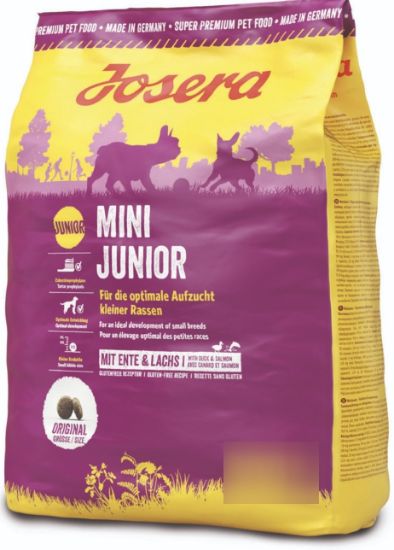 Снимка на Josera Mini Junior - Пълноценна суха храна за подрастващи кучета от малки породи с патешко месо и сьомга 900 гр.