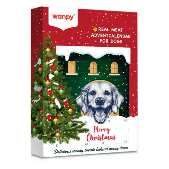 Снимка на Wanpy Christmas Calendar 150 г – Коледен календар за кучета с асорти натурални месни лакомства