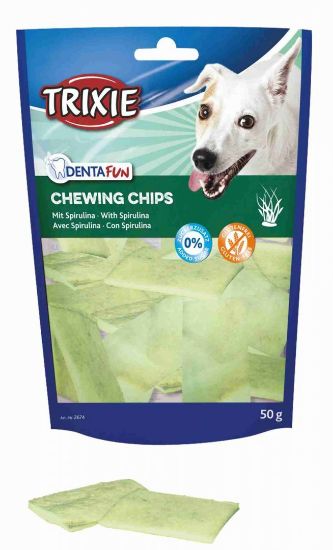 Снимка на Trixie Denta Fun Spirulina Chewing - Чипс със спирулина алга за кучета, 50 гр