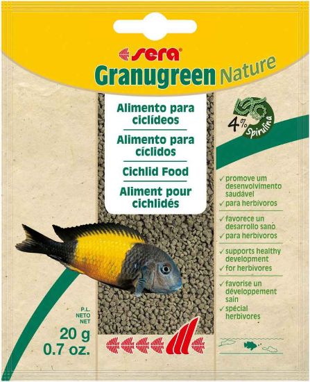 Sera Granugreen Nature - Пълноценна храна за растителноядни цихлиди, 20 гр.