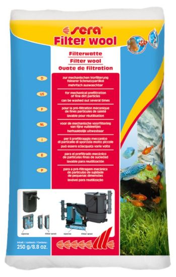 Sera- Филтърна вата,пълнеж за отстраняване на механичните примеси във водата 250 гр.