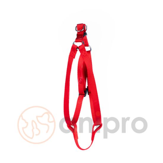 Миазоо - Регулируем нагръдник за кучета от изкуствена лента, 20 мм - червен, регулиране от 45 до 65 см.