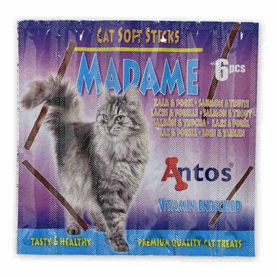 Antos Madame - Котешки пръчици сьомга и пъстърва 3 пакета х пръчици (30 гр. )