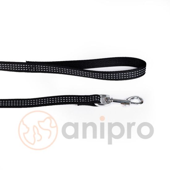 Миазоо - Повод за кучета със светлоотразителни нишки, 25мм/120см черен