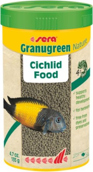 Sera Granugreen Nature  - Пълноценна храна за растителноядни цихлиди от Африкански езера, 250 мл.