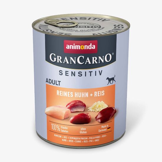 Animonda Gran Carno® Sensitive - Премиум консервирана храна за чувствителни израснали кучета с пилешко месо и ориз, 800 гр