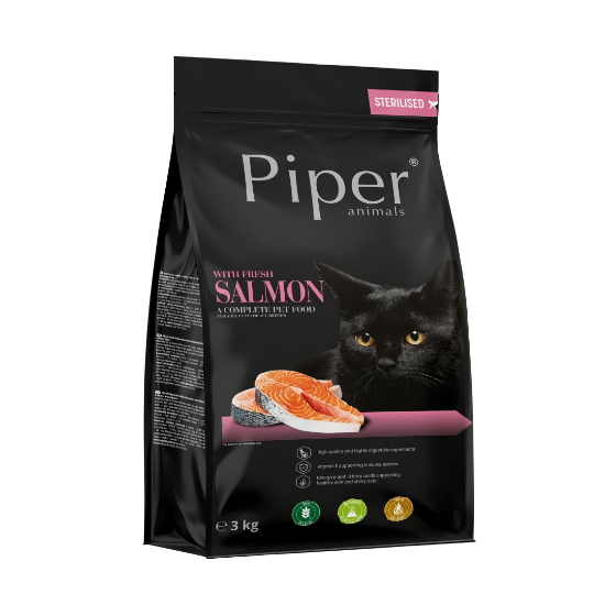 Piper Cat Salmon - Гранулирана храна с прясна сьомга за кастрирани котки 3 кг.