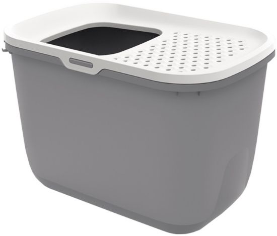 Savic HOP IN - Закрита котешка тоалетна с капак и вход отгоре, антрацит,58.5 х 39 х 39.5 см.