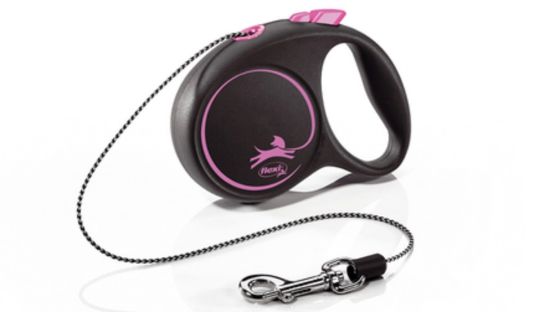 Flexi Black Design XS - Автоматичен повод за кучета  3м въже, до 8кг, розов