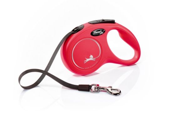 Flexi Classic Long Small - Автоматичен повод за кучета 8м въже, до 12 кг. - цвят червен