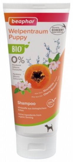Beaphar BIO Shampoo Puppy - Шампоан за подрастващи кучета с био цвят от череша, алое вера, папая, 200 мл.