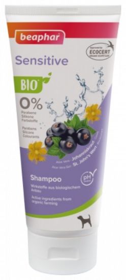 Beaphar BIO Shampoo Sensetive -Шампоан за кучета с био жълт кантарион, касис, алое вера 200 мл.
