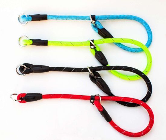 Миазоо Ексклузив - Удавник въже за кучета, светлоотразителни нишки ф12мм/70см светло син