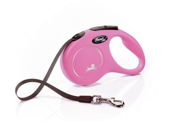 Flexi New Classic medium - Автоматичен повод за кучета - 5м лента, до 25 кг - розов