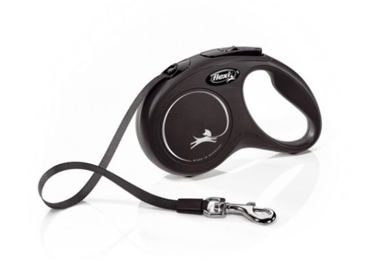 Flexi New Classic XS Автоматичен повод за кучета - 3м лента, до 12кг - цвят черен