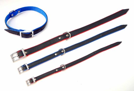 Миазоо - Нашийник кожа и лента, за кучета 2.5/60см, черно/червено