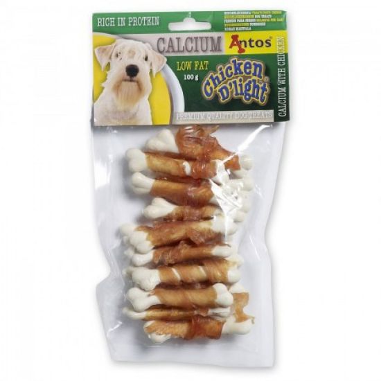 Antos Chicken D'light Calcium -Кучешко лакомство кокалчета с пилешко и калций, 100 гр