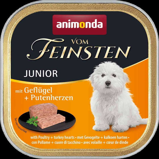 Animonda Vom Feinsten Junior Poultry Turkey Hearts - Пастет с пилешко и пуешки сърца, за кучета от 1 до 12 месеца, 150 гр