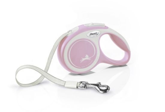 Flexi Comfort M - Автоматичен повод за кучета - 5 м. лента, до 25 кг, розов