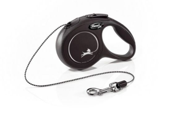 Flexi Classic Mini - Автоматичен повод за кучета 3 метра въже, до 8 кг - цвят черен
