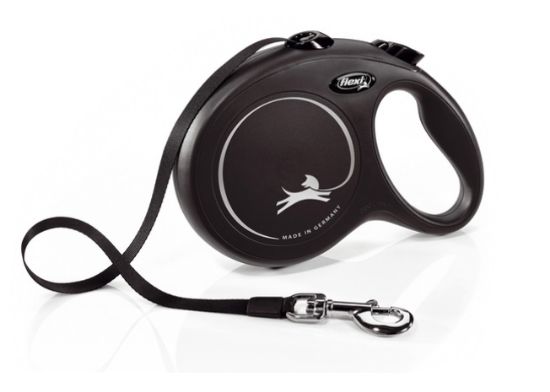 Flexi New Classic Small - Автоматичен повод за кучета - 5м лента, до 15 кг - черен
