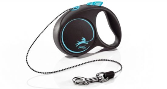 Flexi Black Design XS - Автоматичен повод за кучета 3м въже, до 8кг, светло син