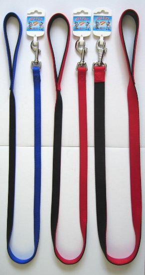 Миазоо - Повод изкуствена лента за кучета,двоен,двуцветен,2.5/120см черно/синьо