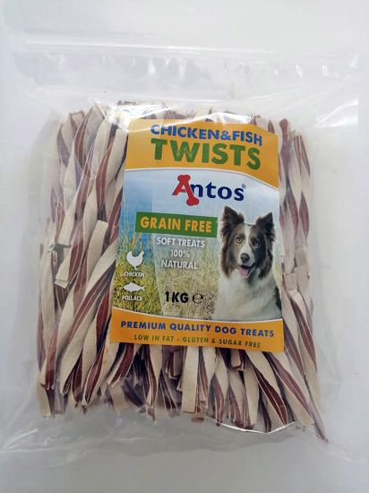 Antos Chicken D'light Twists -Кучешко лакомство ленти пиле + риба, 1кг