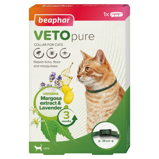 Beaphar Veto Pure bio band -Противопаразитен нашийник за котки на билкова основа срок 3 месеца 35 см с регулиране