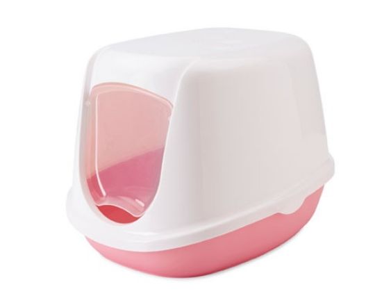 Savic Duchesse - Котешка тоалетна - за малки котета, с вратичка, бяло/розово 44.5 х 35.5 х 32 см
