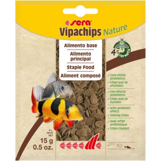 Sera Vipachips Nature - Храна за придънни рибки,за всички риби, хранещи се с алги 15 гр .