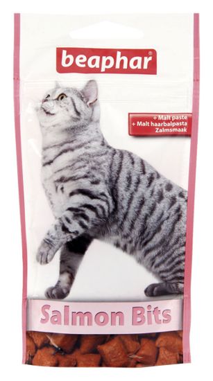 Beaphar Malt Bits - Вкусни малцови хапки за котки с вкус на сьомга, 35 гр.