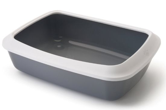 Savic - Котешка тоалетна малка с борд Iriz, 42x30.5x10 см. - сива