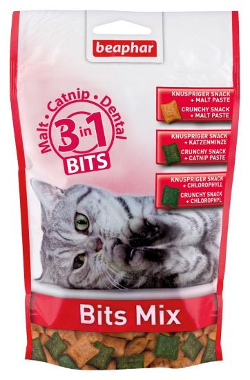 Beaphar Bits Mix - Малцови котешки хапки микс за свеж дъх - 150 гр.