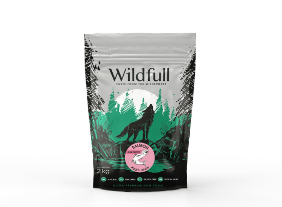 Wildfull dog salmon all size - Пълноценна суха храна за израснали кучета от всички породи, без зърно, със сьомга, 2 кг.