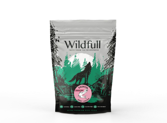 Wildfull dog salmon mini size - Пълноценна суха храна за израснали кучета от малки и мини породи, без зърно, със сьомга, 500 гр.