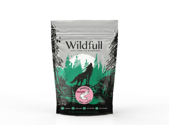 Wildfull dog salmon mini size - Пълноценна суха храна за израснали кучета от малки и мини породи, без зърно, със сьомга, 2 кг.