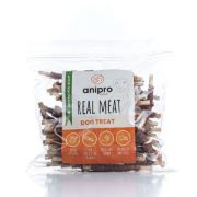 Anipro Real Meat - Лакомство за кучета, солети от телешка кожа обвити с патешко месо 12 см - 1 кг 2