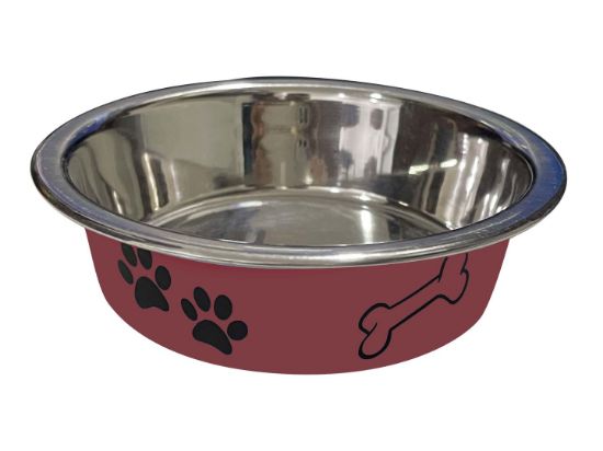 Anipro Paws No Slip - Метална неплъзгаща се купа за кучета и котки, червена, 14 см, 400 мл.