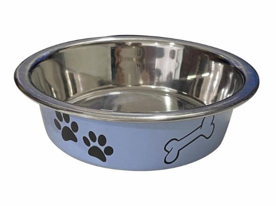 Anipro Paws No Slip - Метална неплъзгаща се купа за кучета и котки, синя, 14 см, 400 мл.