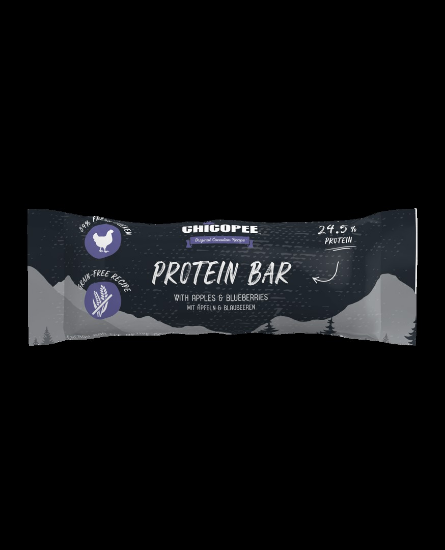 Chicopee Protein Bar - Протеинов бар за кучета, без зърно, с пилешко, ябълки и боровинки, 9 см, 25 гр