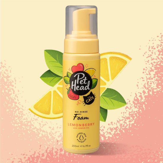 Pet Head Felin Good - Шампоан-пяна за котки без отмиване с аромат на лимон, 200 мл