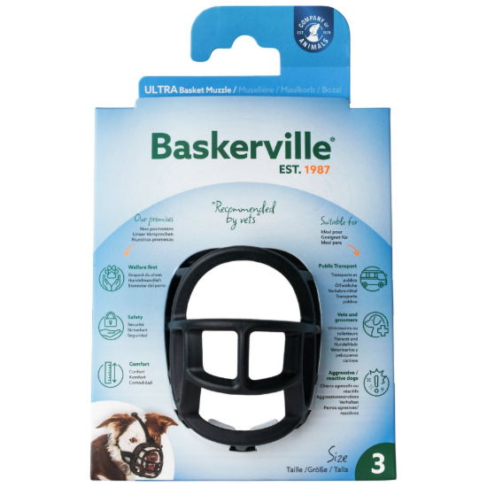 Baskerville Ultra Muzzle - Намордник за кучета, размер 3 за средни породи като коли, бултериер
