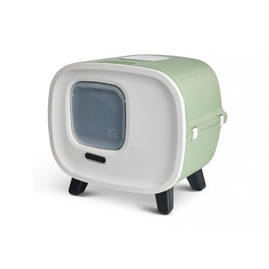 Savic Mira de luxe - Луксозна закрита котешка тоалетна, бяло и зелено 55.5х44х49.5 см.